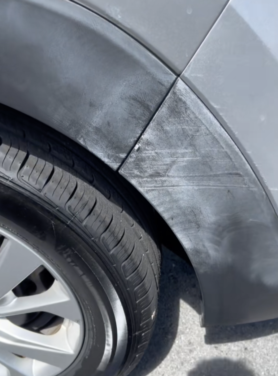 Paint scratch before repair