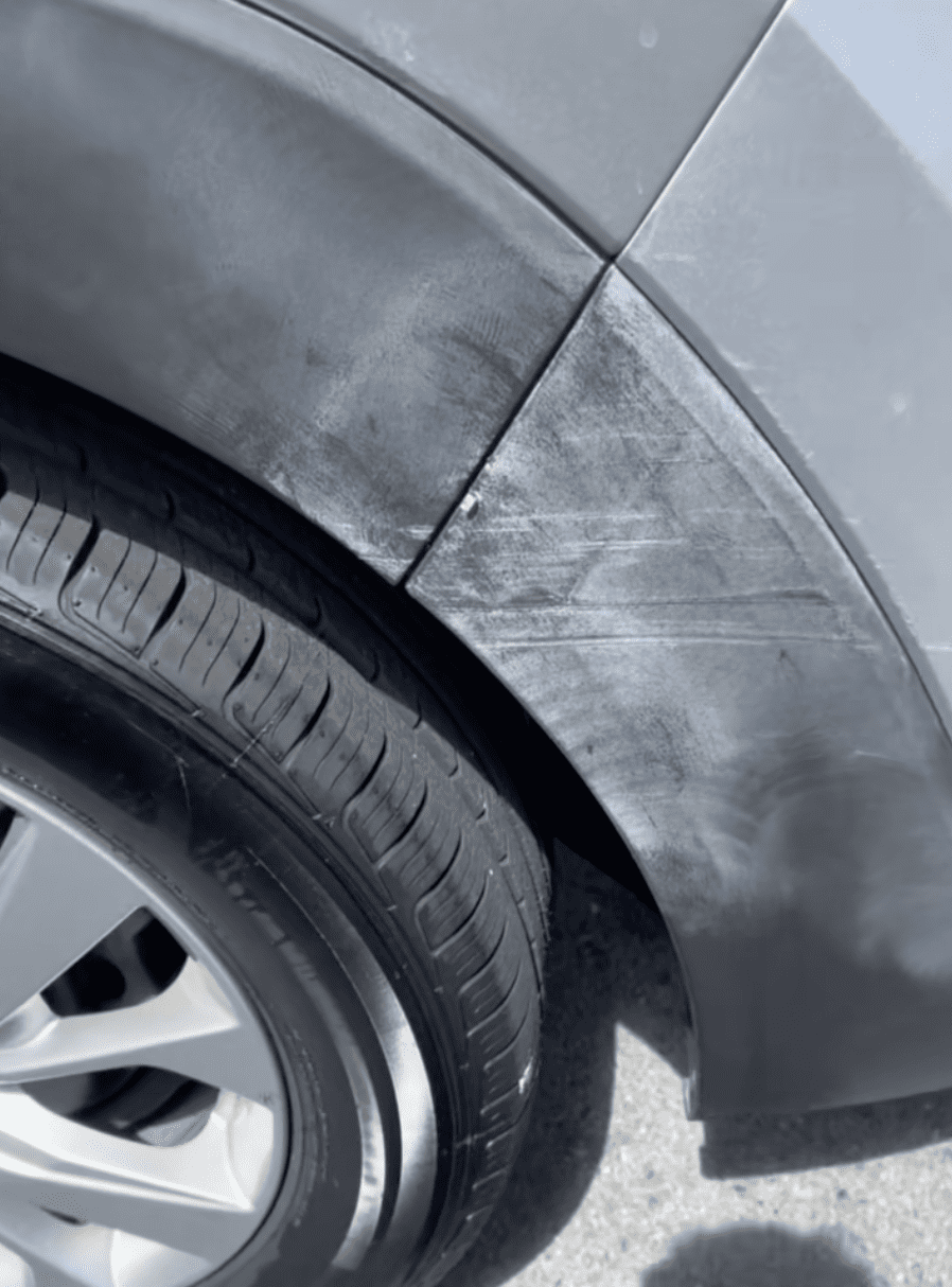 Bumper scuff marks before body shop cosmetic finishing