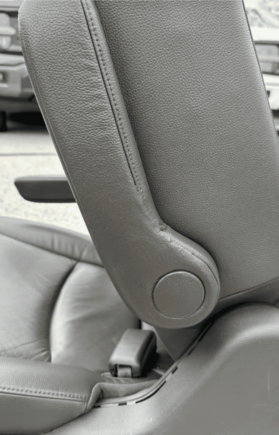 Leather seat repair completed at Harrisburg PA dealership - professional auto upholstery restoration by Dye It Rite