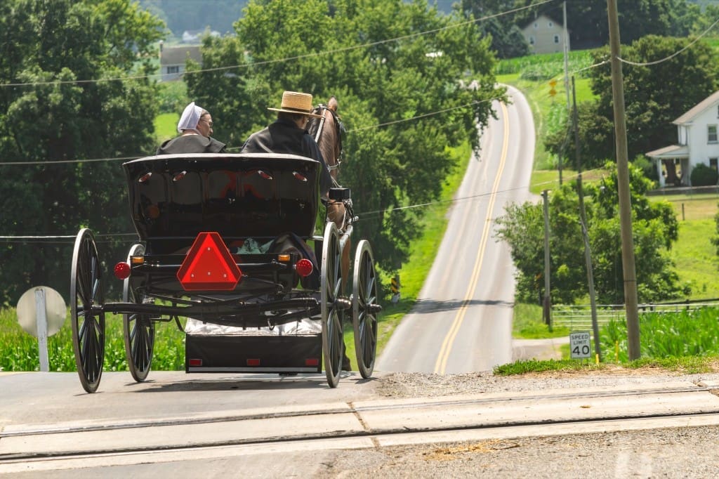 Amish buggy on a rural Lancaster County road — auto detailing and mobile repair across Lancaster PA