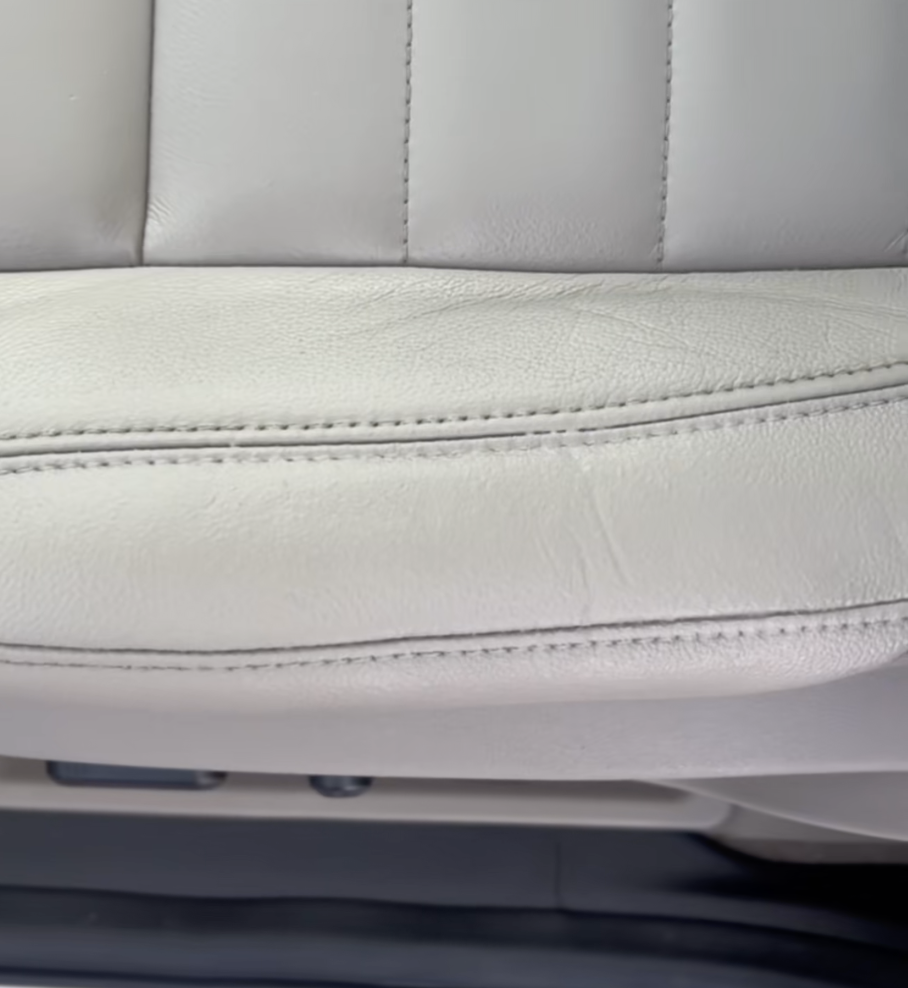 Leather seat restored after car upholstery repair in York PA