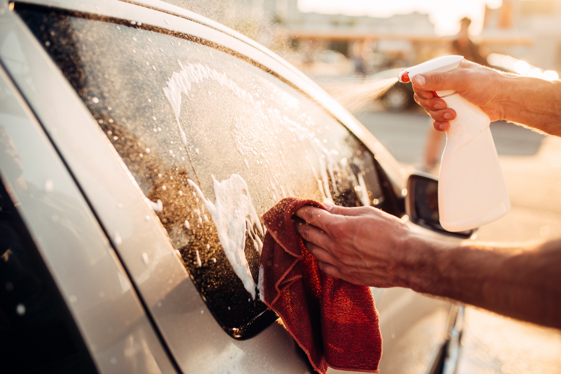 Auto glass and window cleaning during a York PA service visit