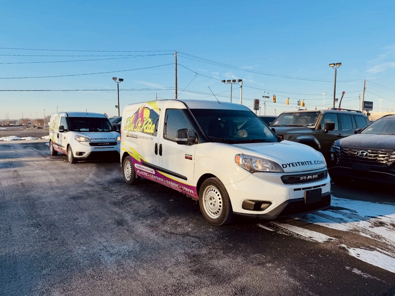 Dye It Rite branded service trucks serving York PA dealerships