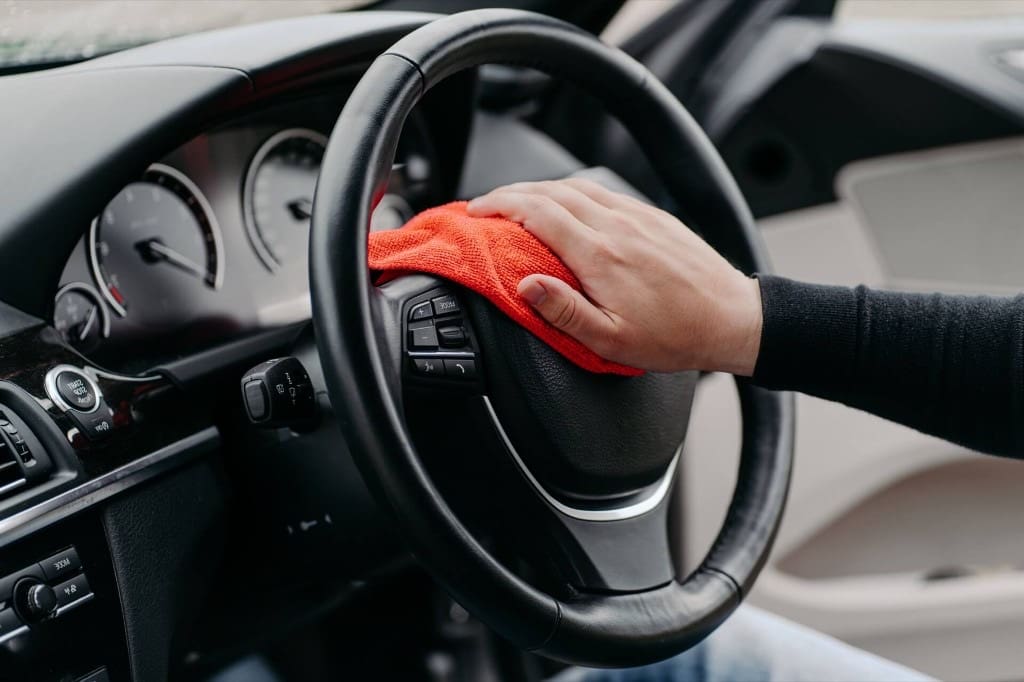 Leather repair and interior detailing: cleaning a leather steering wheel in York PA